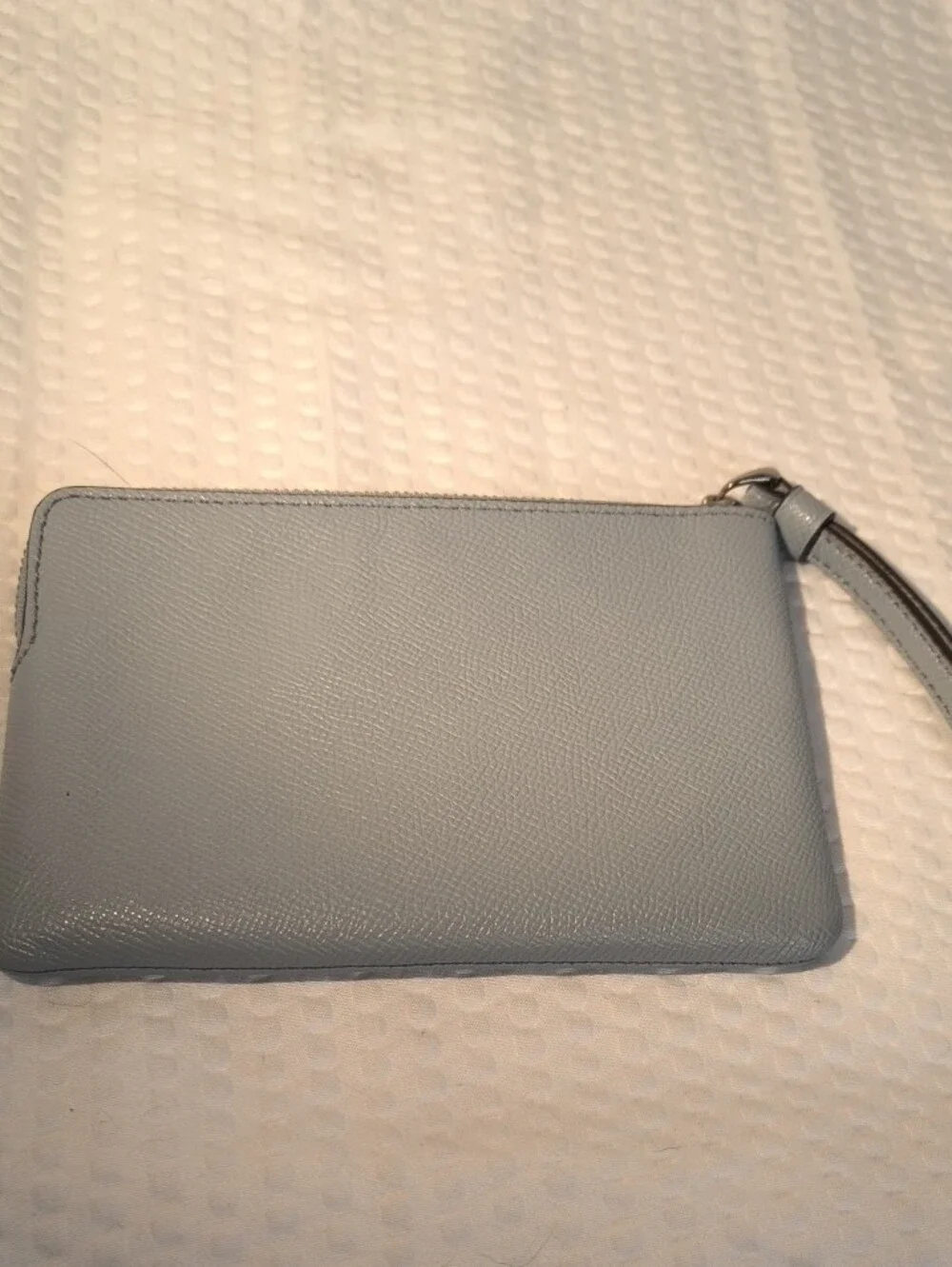 Coach Granite Gray Saffiano Leather Corner L Wristlet